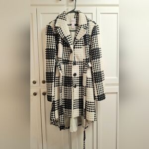 Candies Monochrome Houndstooth Belted Trench Coat